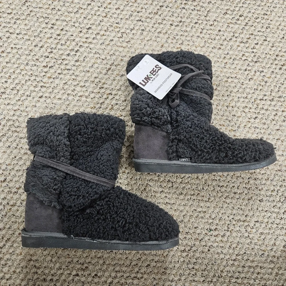 New Lukees MUK LUKS Clementine‎ Women's Faux-Fur Winter Boots in Gray Size 9